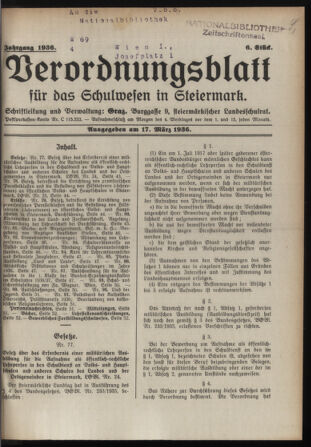 Verordnungsblatt für das Schulwesen in Steiermark 19360317 Seite: 1