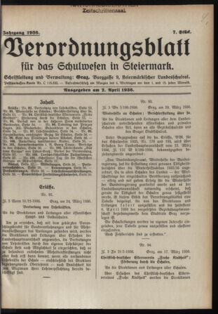 Verordnungsblatt für das Schulwesen in Steiermark 19360402 Seite: 1