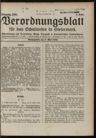 Verordnungsblatt für das Schulwesen in Steiermark 19360503 Seite: 1