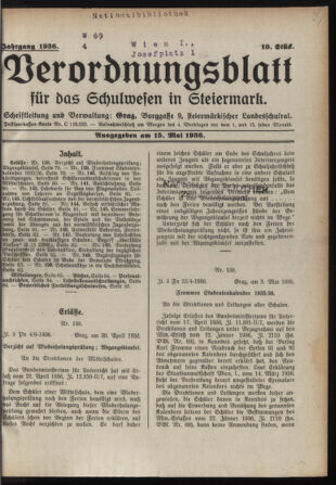 Verordnungsblatt für das Schulwesen in Steiermark 19360515 Seite: 1