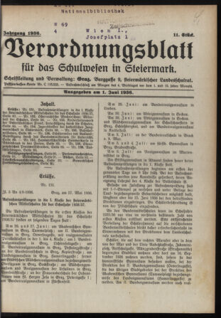 Verordnungsblatt für das Schulwesen in Steiermark 19360601 Seite: 1