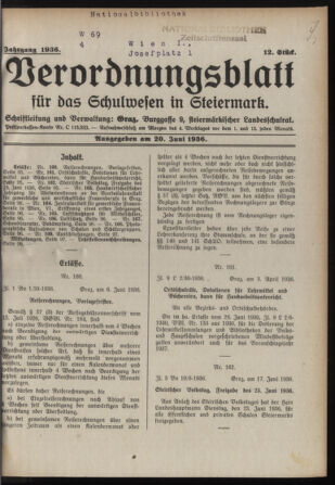 Verordnungsblatt für das Schulwesen in Steiermark 19360620 Seite: 1