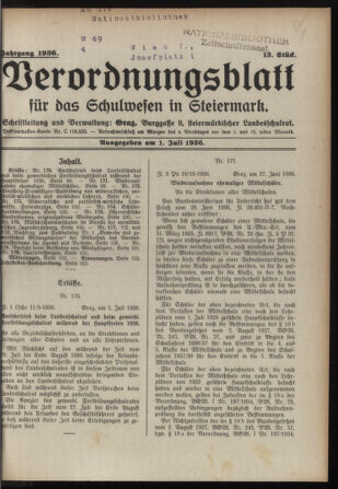 Verordnungsblatt für das Schulwesen in Steiermark 19360701 Seite: 1