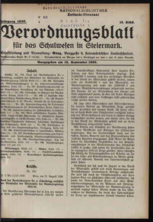 Verordnungsblatt für das Schulwesen in Steiermark 19360912 Seite: 1