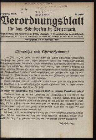 Verordnungsblatt für das Schulwesen in Steiermark 19361006 Seite: 1