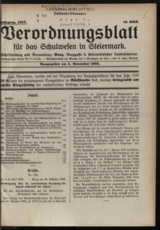 Verordnungsblatt für das Schulwesen in Steiermark 19361105 Seite: 1