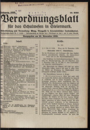 Verordnungsblatt für das Schulwesen in Steiermark 19361120 Seite: 1