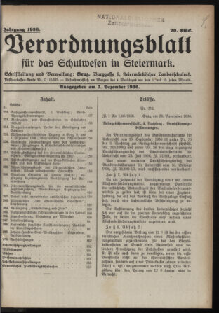 Verordnungsblatt für das Schulwesen in Steiermark 19361207 Seite: 1