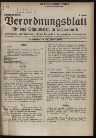 Verordnungsblatt für das Schulwesen in Steiermark 19370120 Seite: 1