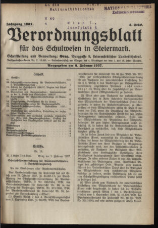 Verordnungsblatt für das Schulwesen in Steiermark 19370208 Seite: 1