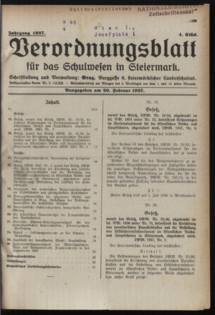 Verordnungsblatt für das Schulwesen in Steiermark 19370220 Seite: 1