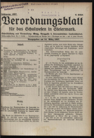 Verordnungsblatt für das Schulwesen in Steiermark 19370324 Seite: 1