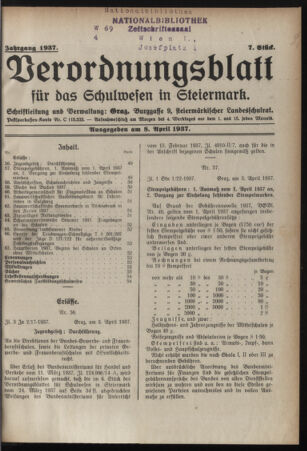 Verordnungsblatt für das Schulwesen in Steiermark 19370408 Seite: 1