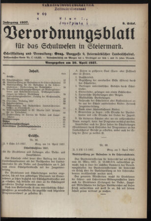 Verordnungsblatt für das Schulwesen in Steiermark 19370420 Seite: 1