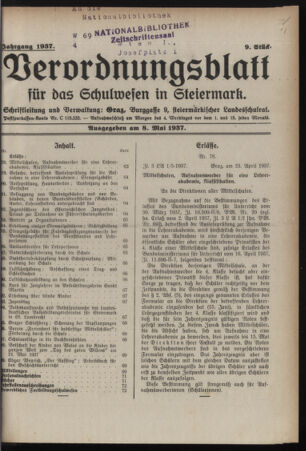 Verordnungsblatt für das Schulwesen in Steiermark 19370508 Seite: 1