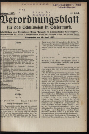 Verordnungsblatt für das Schulwesen in Steiermark 19370617 Seite: 1