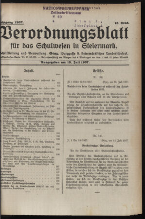 Verordnungsblatt für das Schulwesen in Steiermark 19370719 Seite: 1