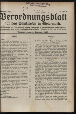 Verordnungsblatt für das Schulwesen in Steiermark 19370910 Seite: 1