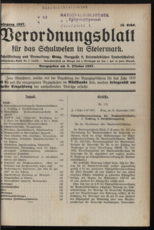 Verordnungsblatt für das Schulwesen in Steiermark 19371005 Seite: 1