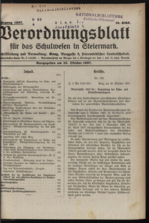 Verordnungsblatt für das Schulwesen in Steiermark 19371023 Seite: 1