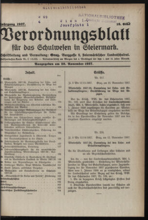 Verordnungsblatt für das Schulwesen in Steiermark 19371120 Seite: 1