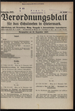 Verordnungsblatt für das Schulwesen in Steiermark 19371210 Seite: 1