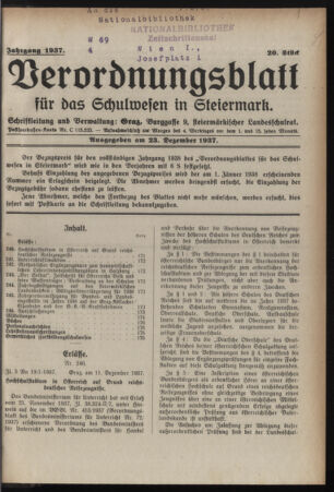 Verordnungsblatt für das Schulwesen in Steiermark 19371223 Seite: 1