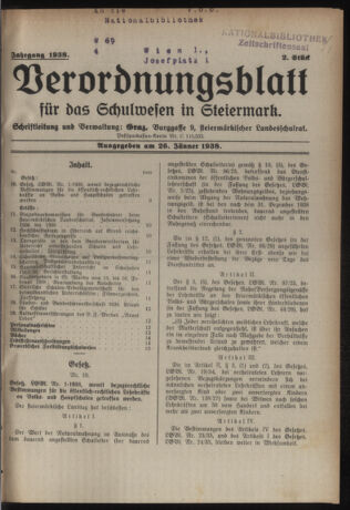 Verordnungsblatt für das Schulwesen in Steiermark 19380126 Seite: 1