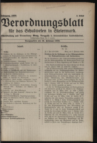 Verordnungsblatt für das Schulwesen in Steiermark 19380212 Seite: 1