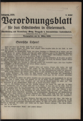 Verordnungsblatt für das Schulwesen in Steiermark 19380331 Seite: 1