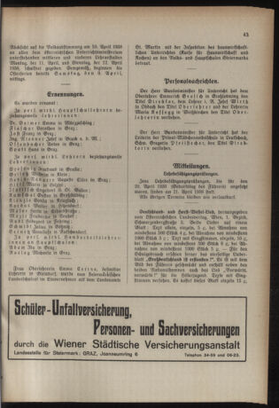 Verordnungsblatt für das Schulwesen in Steiermark 19380331 Seite: 7