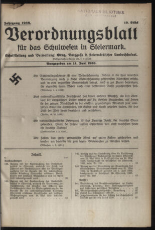 Verordnungsblatt für das Schulwesen in Steiermark 19380614 Seite: 1