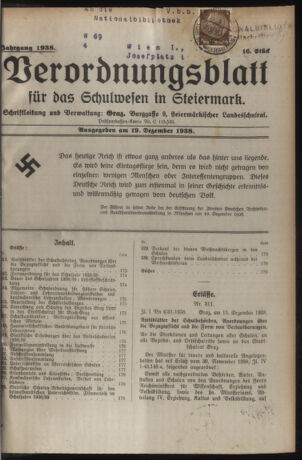 Verordnungsblatt für das Schulwesen in Steiermark 19381219 Seite: 1