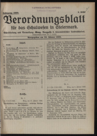 Verordnungsblatt für das Schulwesen in Steiermark 19390120 Seite: 1