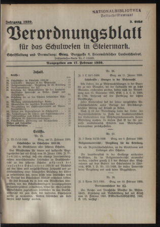 Verordnungsblatt für das Schulwesen in Steiermark 19390217 Seite: 1