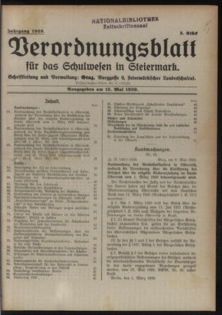 Verordnungsblatt für das Schulwesen in Steiermark 19390515 Seite: 1