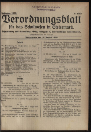 Verordnungsblatt für das Schulwesen in Steiermark 19390819 Seite: 1