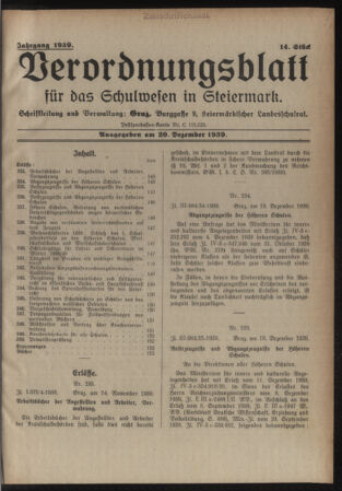 Verordnungsblatt für das Schulwesen in Steiermark 19391220 Seite: 1