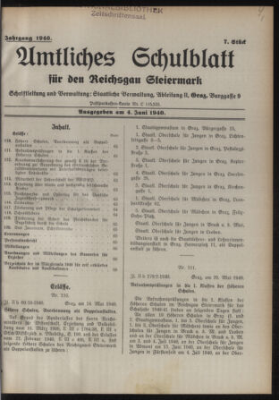 Verordnungsblatt für das Schulwesen in Steiermark 19400604 Seite: 1