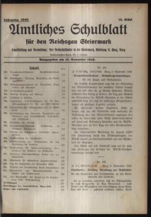 Verordnungsblatt für das Schulwesen in Steiermark 19401113 Seite: 1