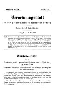 Verordnungsblatt für das Volksschulwesen im Königreiche Böhmen 18710706 Seite: 1