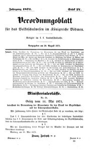 Verordnungsblatt für das Volksschulwesen im Königreiche Böhmen 18710820 Seite: 1