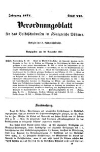 Verordnungsblatt für das Volksschulwesen im Königreiche Böhmen 18711120 Seite: 1