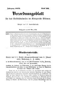 Verordnungsblatt für das Volksschulwesen im Königreiche Böhmen 18720320 Seite: 1