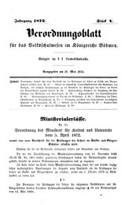 Verordnungsblatt für das Volksschulwesen im Königreiche Böhmen 18720528 Seite: 1