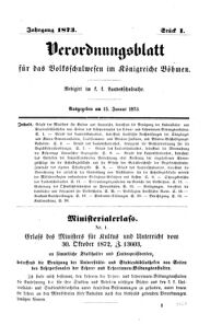 Verordnungsblatt für das Volksschulwesen im Königreiche Böhmen 18730115 Seite: 1