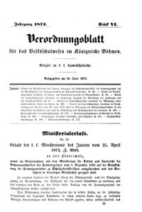 Verordnungsblatt für das Volksschulwesen im Königreiche Böhmen 18730630 Seite: 1