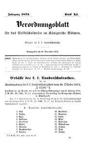 Verordnungsblatt für das Volksschulwesen im Königreiche Böhmen 18731130 Seite: 1