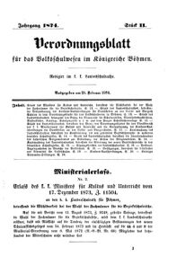 Verordnungsblatt für das Volksschulwesen im Königreiche Böhmen 18740228 Seite: 1