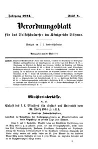 Verordnungsblatt für das Volksschulwesen im Königreiche Böhmen 18740530 Seite: 1